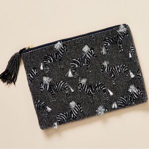 ANTHROPOLOGIE Beaded Flat Pouch: Safari Edition